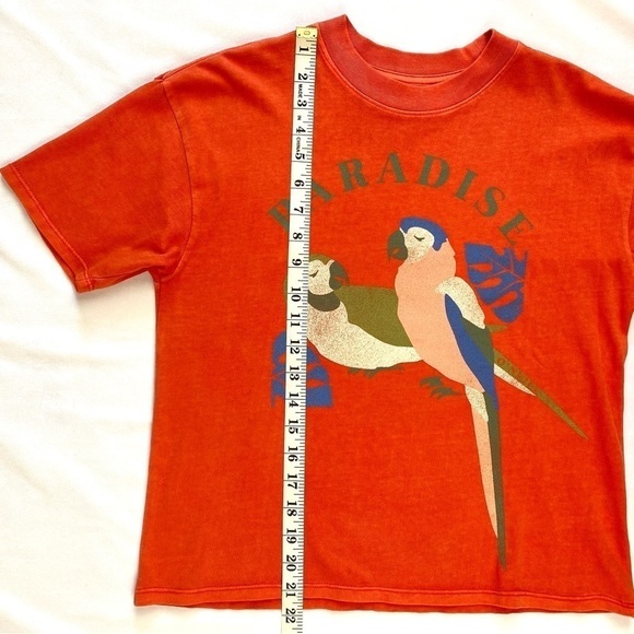 O’NEILL Paradise Tee in Tangerine Orange with Tropical Parrots Size XS (EUC) - Picture 8 of 10